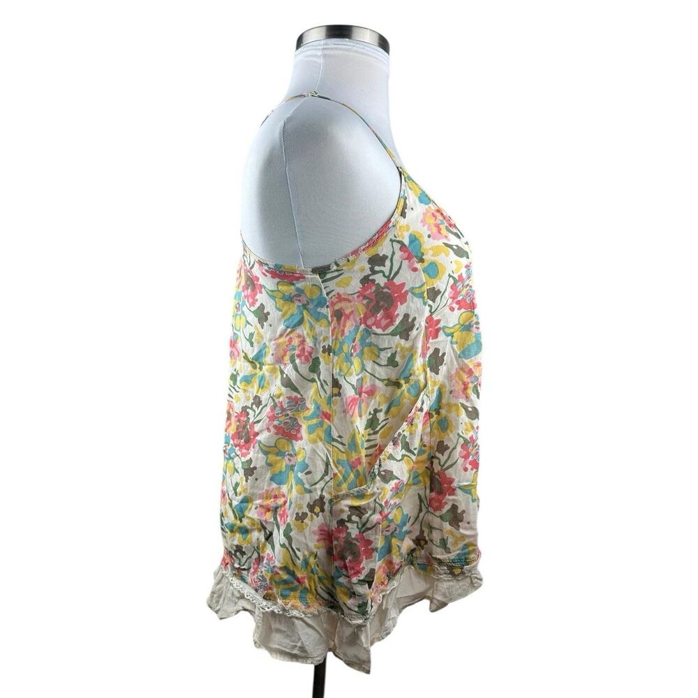 Free People Pintuck Ruffle Sheer Floral Sleeveless Swing Tunic Top Pockets Small - Picture 3 of 16